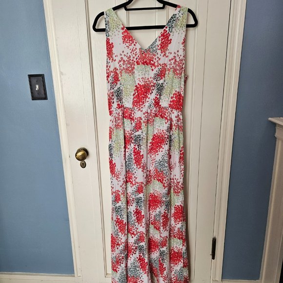 Lucky Brand Maxi Dress Spring Summer Floral Sleeveless V-Neck Flowy - Size L - Picture 3 of 5